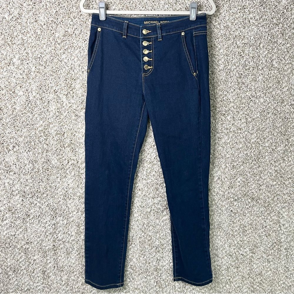 Michael Kors Jeans Women’s 2 Selma Straight Button Fly Dark Wash Denim